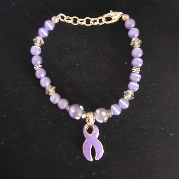 Purple Awareness Ribbon Bracelet #03-2 - Picture 2 of 4